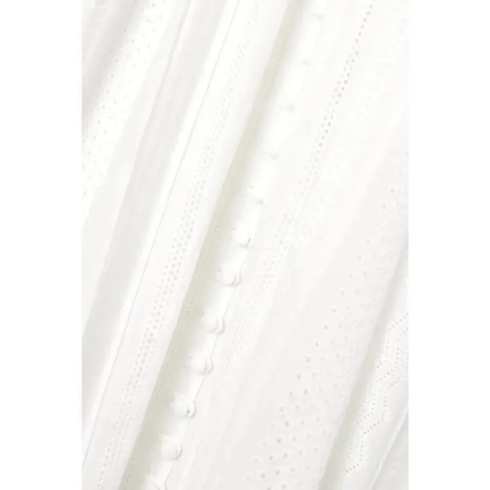 Joslin Anthropologie White Julianna Cotton Maxi Dress 4 Puff Sleeves Open Back - Picture 8 of 13